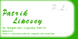 patrik lipcsey business card